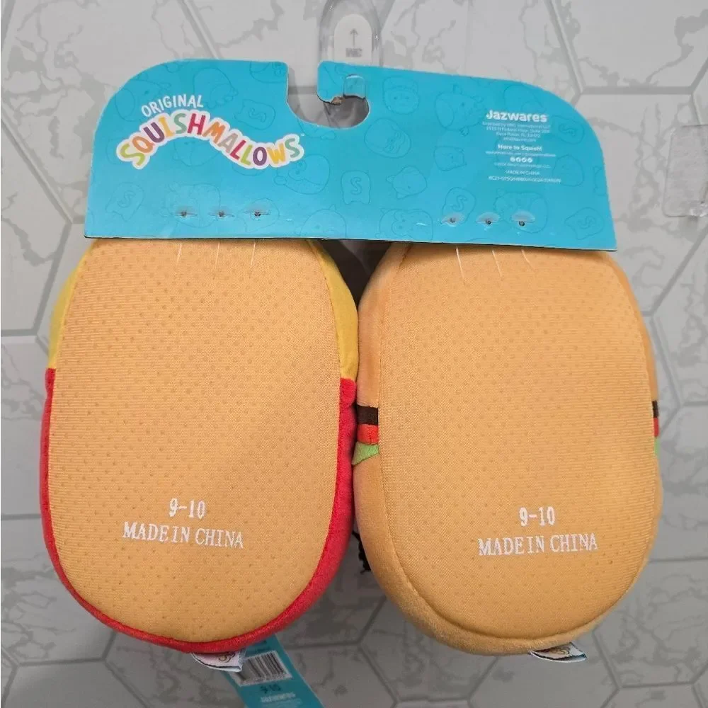 New Squishmallows Kids Sz 9-10 Carl the Cheeseburger & Floyd the Fries Slippers